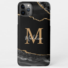 Geode monogram zwart-wit en goudgrijs iPhone 11Pro max hoesje
