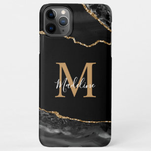 Geode monogram zwart-wit en goudgrijs iPhone 11Pro max hoesje