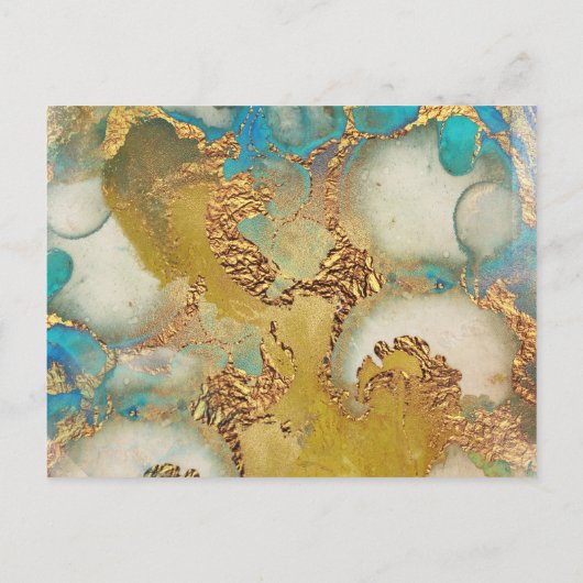 Geode namaak goud blauwe kristal waterverf chic uitnodiging briefkaart (Achterkant)