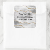 Geode namaak zilver goud wit agaat waterverf chic vierkante sticker (Tas)