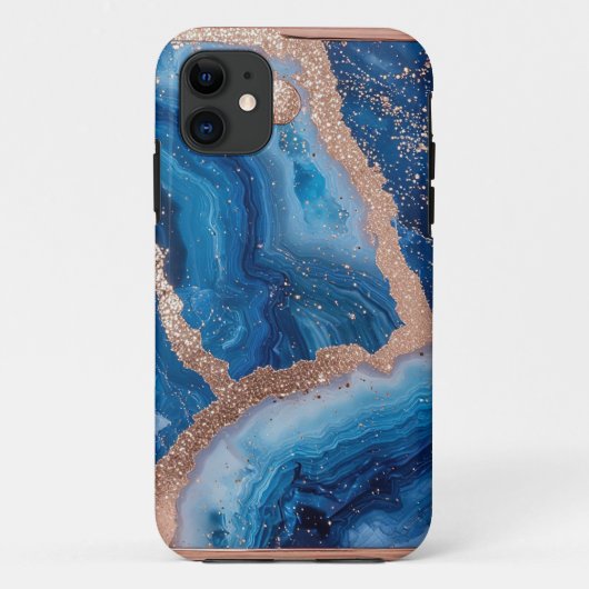 Geode-ontwerp met roze gouden accenten Case-Mate iPhone case (Achterkant)