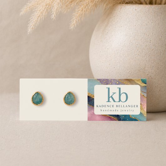 Geode Patroon Monogram Oorbel Mini Displaykaart Visitekaartjes