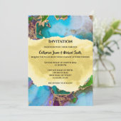 Geode pauw kleuren abstracte agaat modern chic kaart (Staand voorkant)