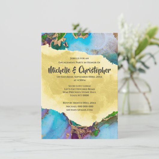 Geode peace ock abstract agate kleuren modern chic kaart (Staand voorkant)