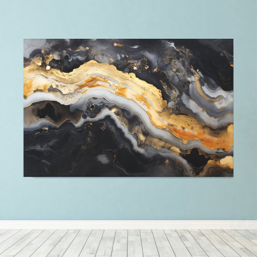 Geode Print in Zwart Goud Grijs Goede Wall Art (Insitu (Houten vloer))