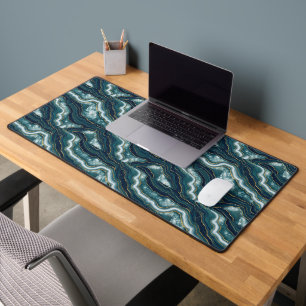 Geode Rotsformatie Teal Navy Goud Bureaumat