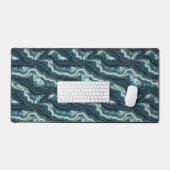 Geode Rotsformatie | Teal Navy Goud Bureaumat (Keyboard & Muis)