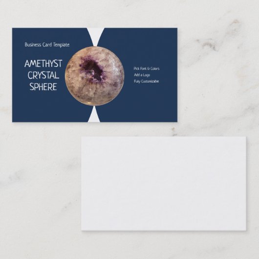 Geode Sphere Amethyst Crystal Visitekaartje (Voorkant / Achterkant)