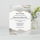 Geode waterverf faux gouden witte agaat elegant kaart (Staand voorkant)