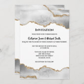 Geode waterverf faux gouden witte agaat elegant kaart (Voorkant / Achterkant)