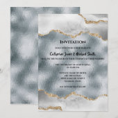 Geode waterverf goud zilver witte agaat chic kaart (Voorkant / Achterkant)