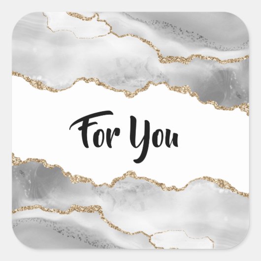 Geode waterverf wit faux gouden agaat elegant vierkante sticker (Voorkant)