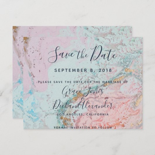 Geode Wedding Invitation Suite Save The Date (Voorkant / Achterkant)