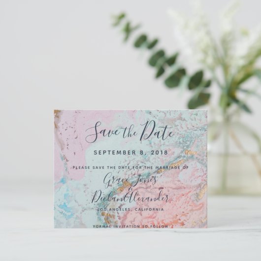 Geode Wedding Invitation Suite Save The Date (Staand voorkant)