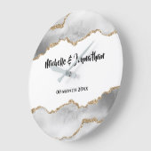 Geode white faux gold agate waterverf bridal grote klok (Hoek)