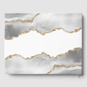 Geode witte agaat waterverf faux gold chic gastenboek (Achterkant)