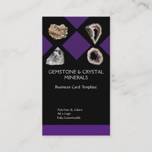 Geoden, Amethyst en Kwarts Crystals Visitekaartje (Voorkant)