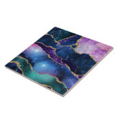 Geoden en sterrenstelsels blauw paars roze groen tegeltje (Zijkant)