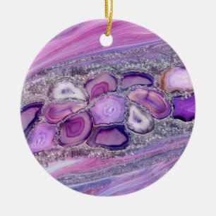 Geoden kristalstroom - Paars en Violet Keramisch Ornament