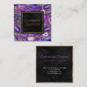 Geodenkristallen - Paars en Violet Vierkante Visitekaartje (Voorkant / Achterkant)