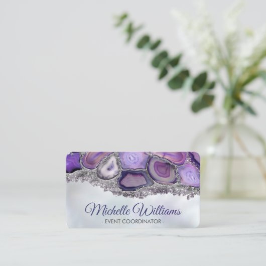 Geodenkristallen - Paars en Violet Visitekaartje (Staand voorkant)