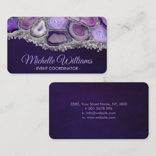 Geodenkristallen - Paars en Violet Visitekaartje (Voorkant / Achterkant)