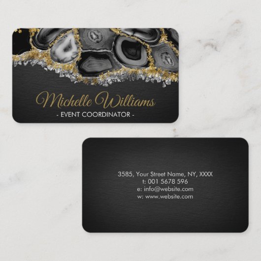Geodenkristallen - zwart en goud visitekaartje (Voorkant / Achterkant)