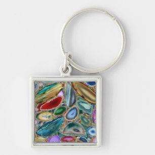 Geodenkristalpatroon - Meerkleuren Sleutelhanger