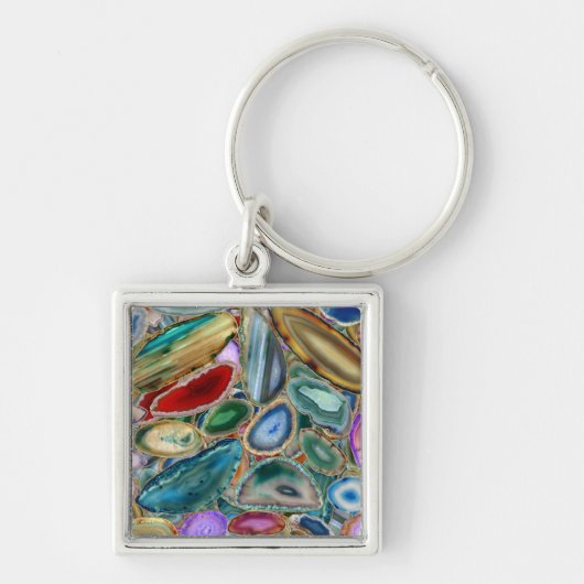 Geodenkristalpatroon - Meerkleuren Sleutelhanger (Voorkant)