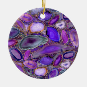 Geodenkristalpatroon - Paars en Violet Keramisch Ornament