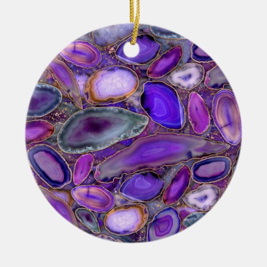 Geodenkristalpatroon - Paars en Violet Keramisch Ornament (Voorkant)