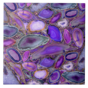 Geodenkristalpatroon - Paars en Violet Tegeltje