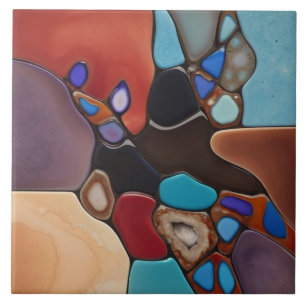 Geodes - Faux Glas in lood Mozaïek Abstracte Kunst Tegeltje