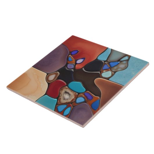 Geodes - Faux Glas in lood Mozaïek Abstracte Kunst Tegeltje (Zijkant)