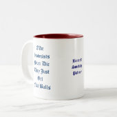 Geodesy-Geodesisten sterven nooit met naam Tweekleurige Koffiemok (Voorkant links)