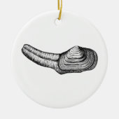 Geoduck Clam (afbeelding zwart-wit) Keramisch Ornament (Voorkant)