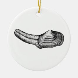 Geoduck Clam (afbeelding zwart-wit) Keramisch Ornament