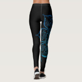 Geoffcentreerd Blauwgroen Faux Glitter Mandala op Leggings (Achterkant)