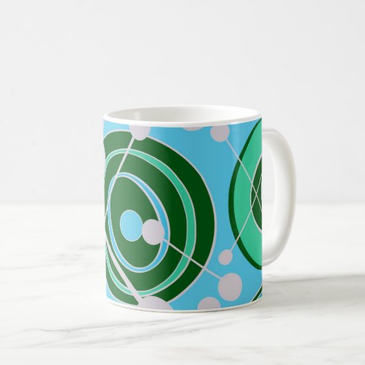 Geoforms in groen en blauw met witte mok (Voorkant rechts)