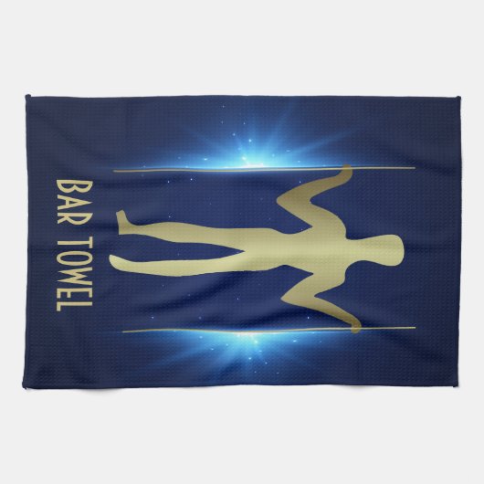 Geoglyph Bar, handdoek, gouden Man, oude buitenaar Theedoek (Horizontaal)