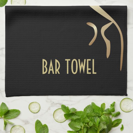 Geoglyph Bar Handdoek Zwart en Goud Uffington Paar (Gevouwen)