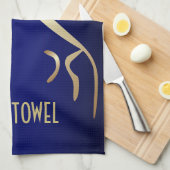 Geoglyph Bar Towel Blue en Gold Uffington Horse Theedoek (Quarter Fold)