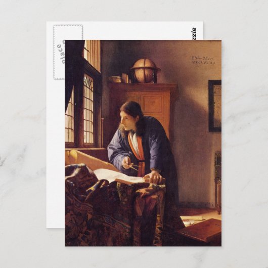 Geografe van Johannes Vermeer Briefkaart (Voorkant / Achterkant)