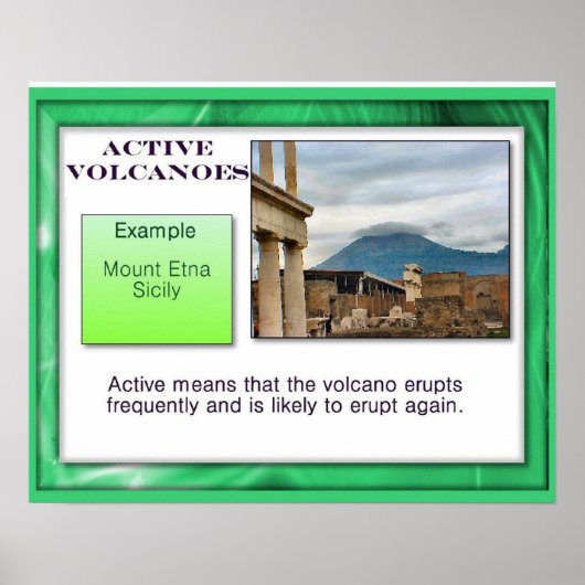 Geografie, aardwetenschappen, actieve vulkanen poster (Voorkant)