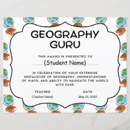 Geografie Guru Student Recognition Award