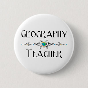 Geografie leraar decoratieve lijn ronde button 5,7 cm