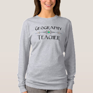 Geografie leraar decoratieve lijn t-shirt