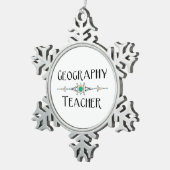 Geografie leraar decoratieve lijn tin sneeuwvlok ornament (Rechts)