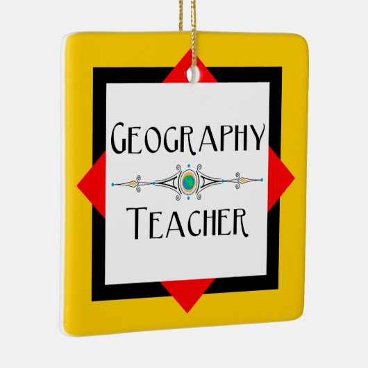Geografie leraar kleur blok keramisch ornament (Rechts)