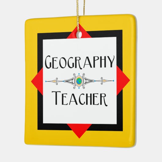 Geografie leraar kleur blok keramisch ornament (Links)